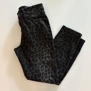 CAMBIO Parla Ankle Pants Giraffe Print Denim Black Gray Women's Size 14